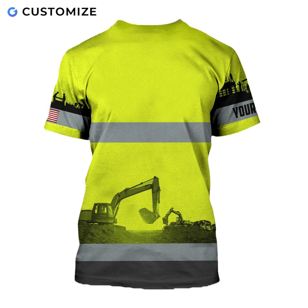 Personalized Name Funny Excavator Operator 3D Unisex Shirts