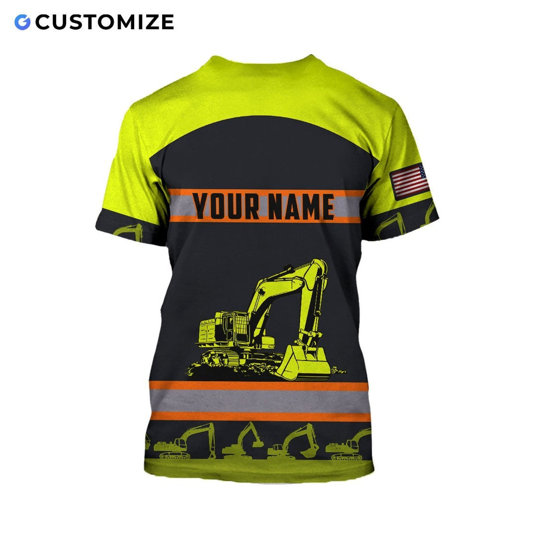 Personalized Name Funny Excavator Operator 3D Unisex Shirts