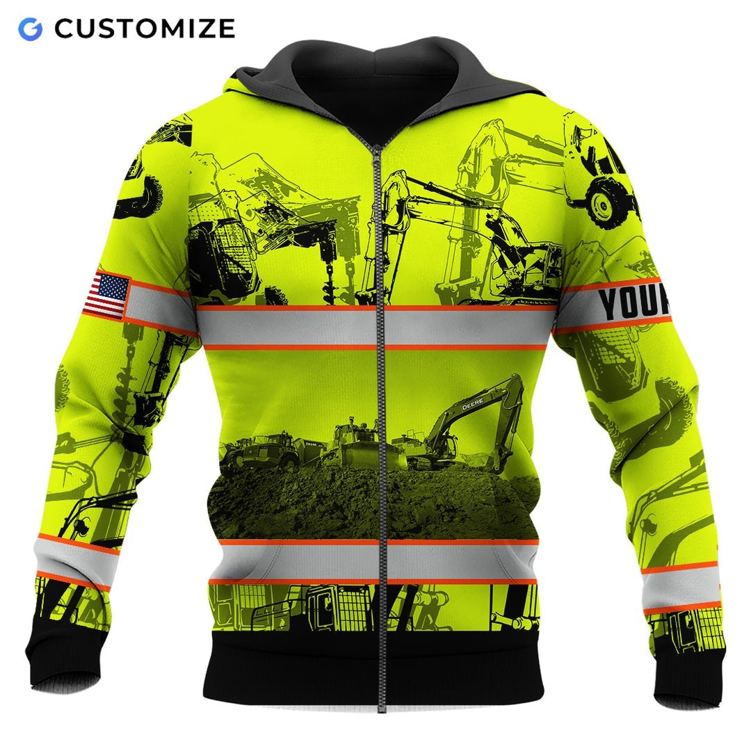 Personalized Name Funny Excavator Operator 3D Unisex Shirts