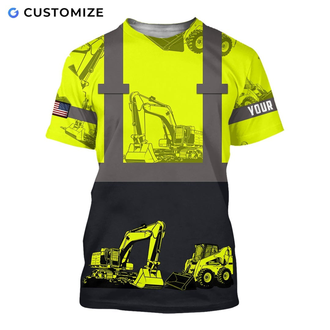 Personalized Name Funny Excavator Operator 3D Unisex Shirts