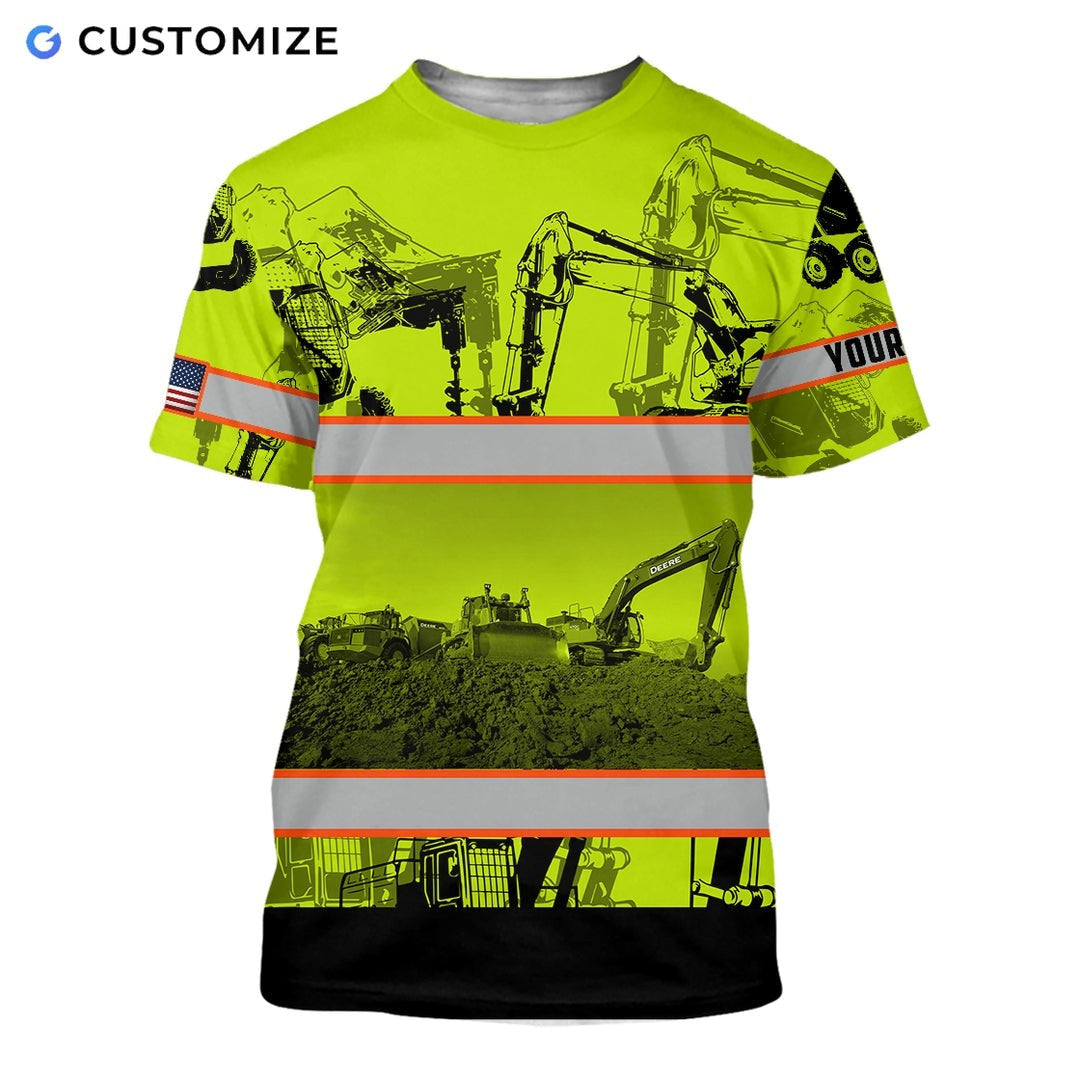 Personalized Name Funny Excavator Operator 3D Unisex Shirts