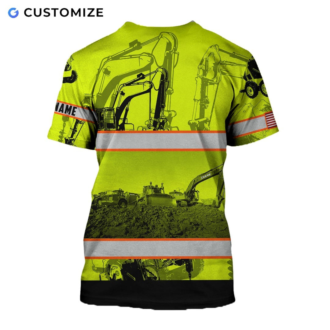 Personalized Name Funny Excavator Operator 3D Unisex Shirts