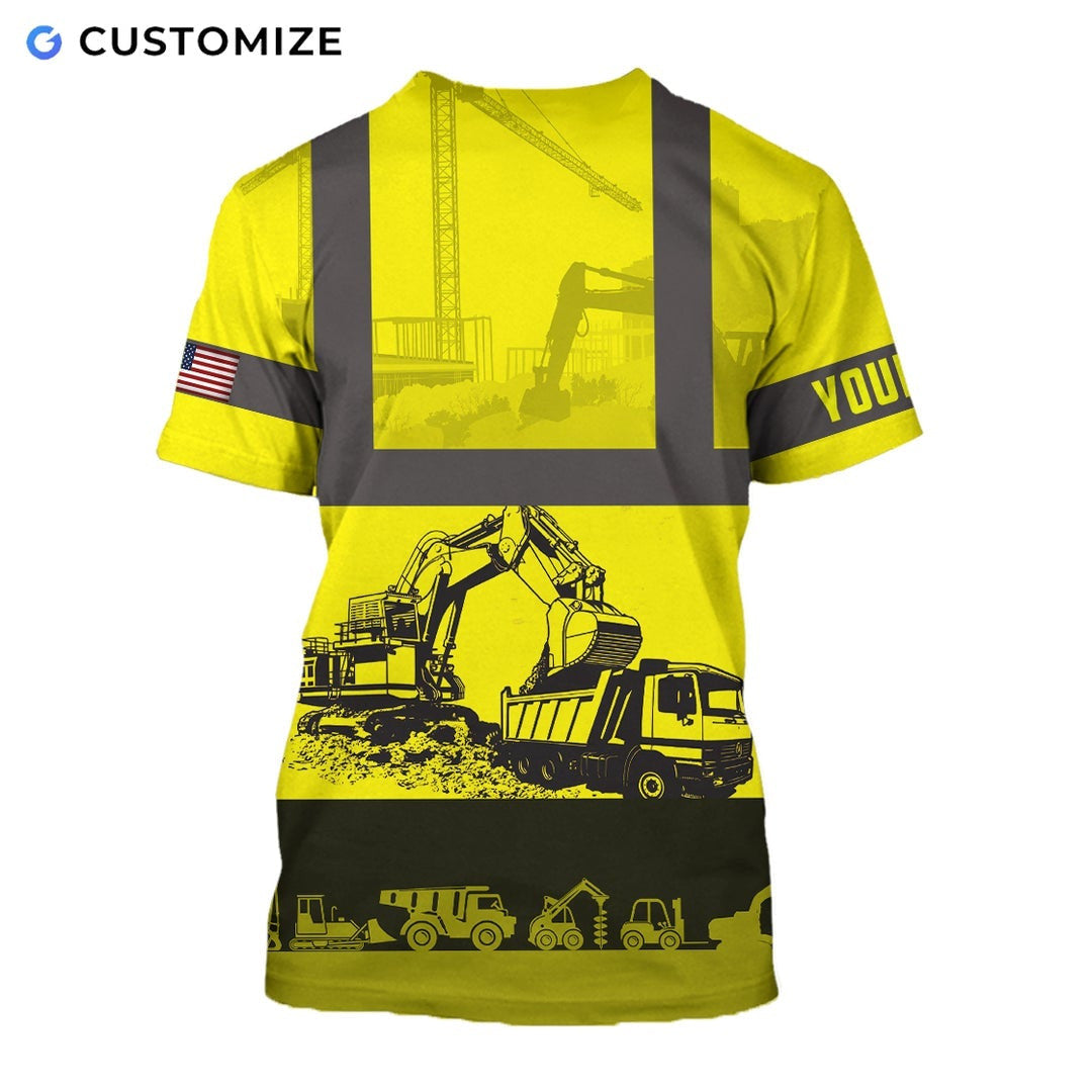 Personalized Name Funny Excavator Operator 3D Unisex Shirts