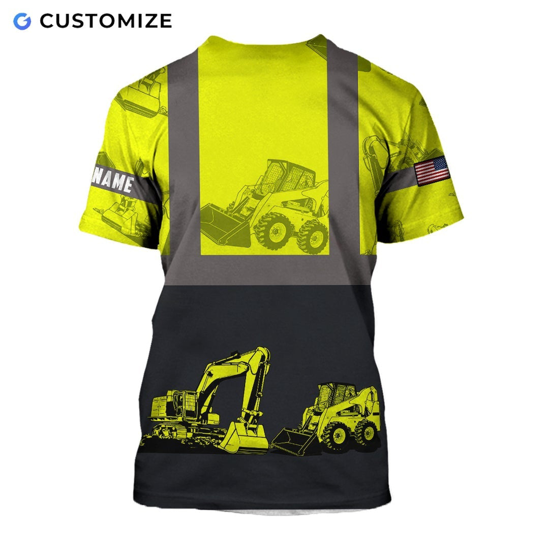 Personalized Name Funny Excavator Operator 3D Unisex Shirts