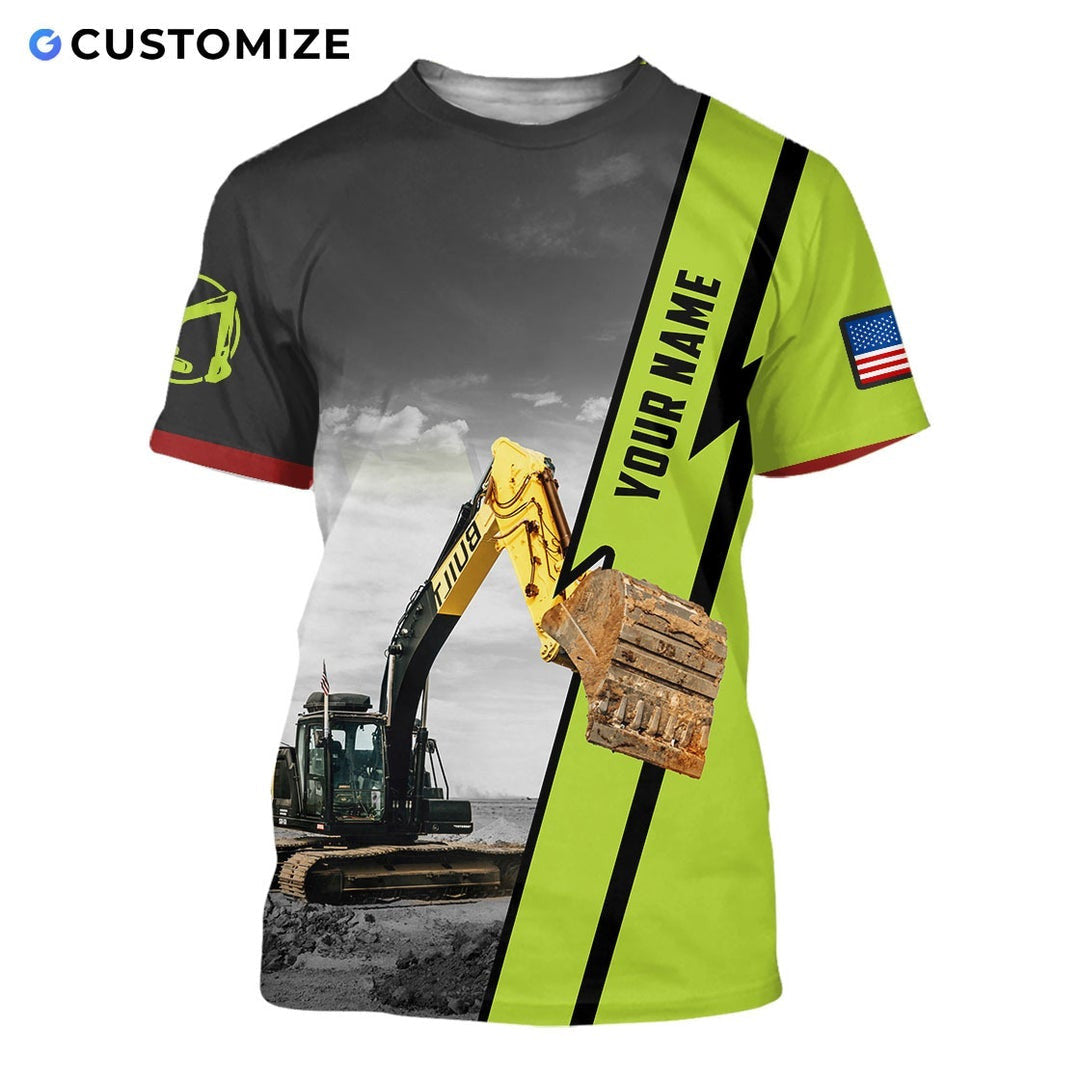 Personalized Name Funny Excavator Operator 3D Unisex Shirts