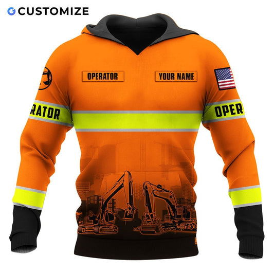 Personalized Name Funny Excavator Operator 3D Unisex Shirts