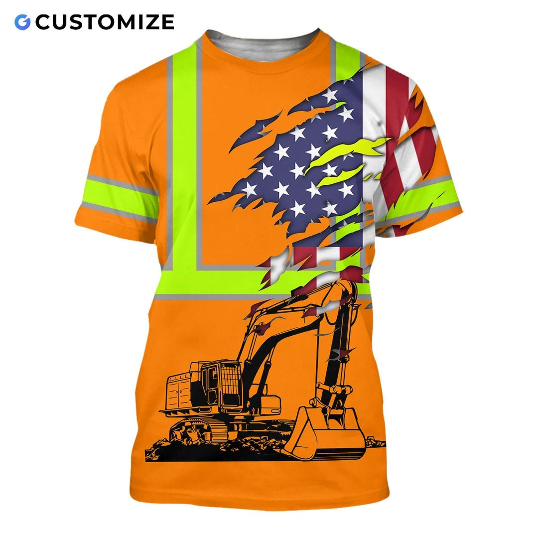 Personalized Name Funny Excavator Operator 3D Unisex Shirts