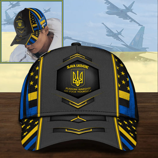 Steh mit der Ukraine-Mütze. Unterstützung für die Ukraine-Mütze. Merch für Männer