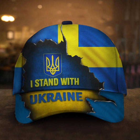 Steh mit der Ukraine-Mütze. Unterstützung für die Ukraine-Mütze. Merch für Männer