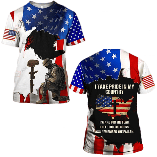 T-shirts « Stand For The Flag » (se tenir debout pour le drapeau), « Kneel For The Cross » (à genoux pour la croix)