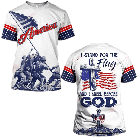 T-shirts « Stand For The Flag » et « Kneel Before God »