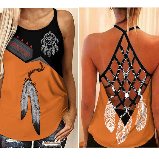 Every Child Matters Cross Tank Top Native Skull Orange Shirt Day Awareness Merch 2