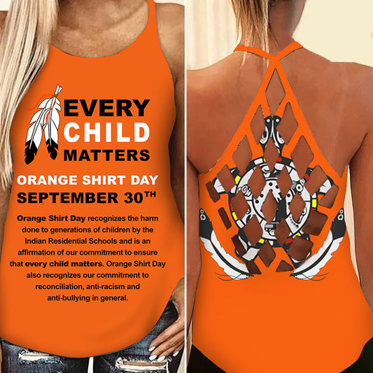 Every Child Matters Criss Cross Tank Top Orange Shirt Day September 30th Women Summer Clothing