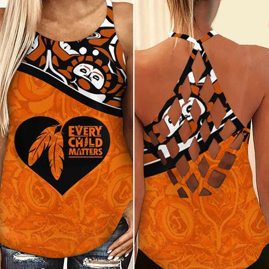 Every Child Matters Criss Cross Tank Top Orange Shirt Day Movement Women Summer Clothing