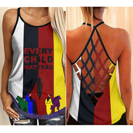 Every Child Matters Criss Cross Tank Top Orange Shirt Day Indigenous Women Clothing