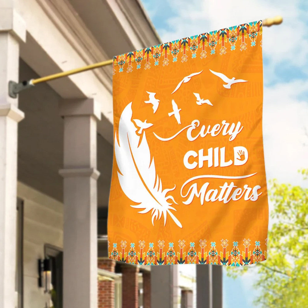 Feathers Every Child Matters Flag Orange Day Canada Sept 30th Movement Merch