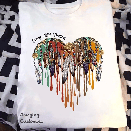 T-shirt « Chaque enfant compte » Feather Native Pride Honor Child Lives Matter Merch 