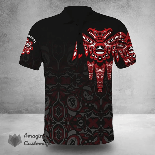 Every Child Matters Polo Shirt The Spirit Eagle Northwest Pacific Haida Art Style Clothing