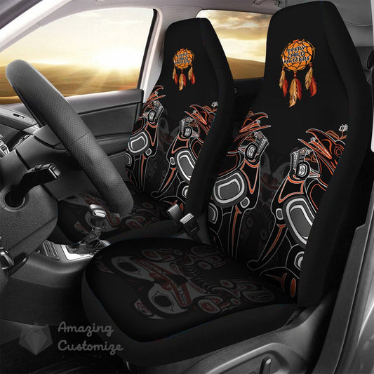 Raven And Wolf Pacific Northwest Every Child Matters Car Seat Covers Haida Art Printed Merch