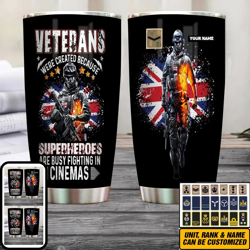 Personalized United Kingdom Veteran/ Soldier With Rank And Name Camo Tumbler All Over Printed - 17068320