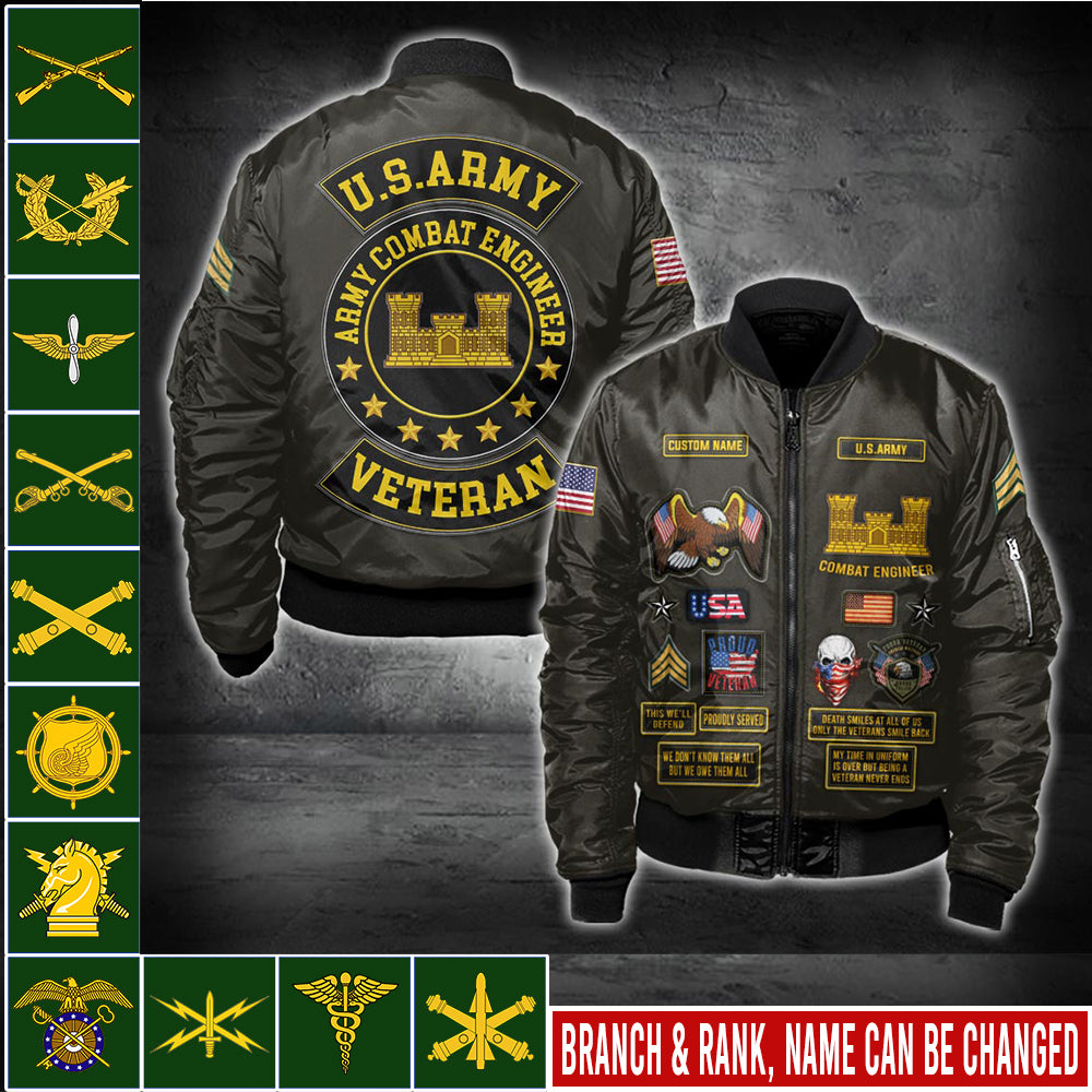 US Military – Army Branch All Over Print Bomber Jacket