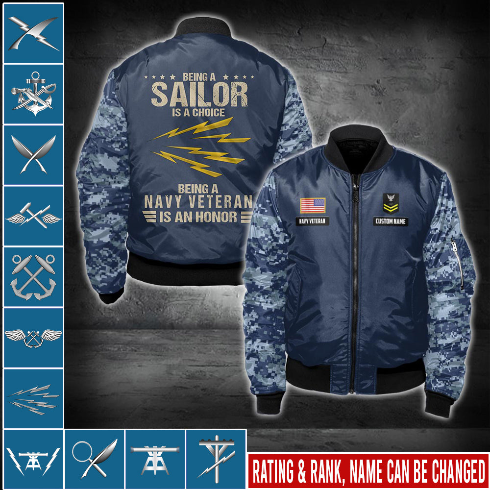 US Militär – Navy Rating Bomberjacke mit Allover-Print