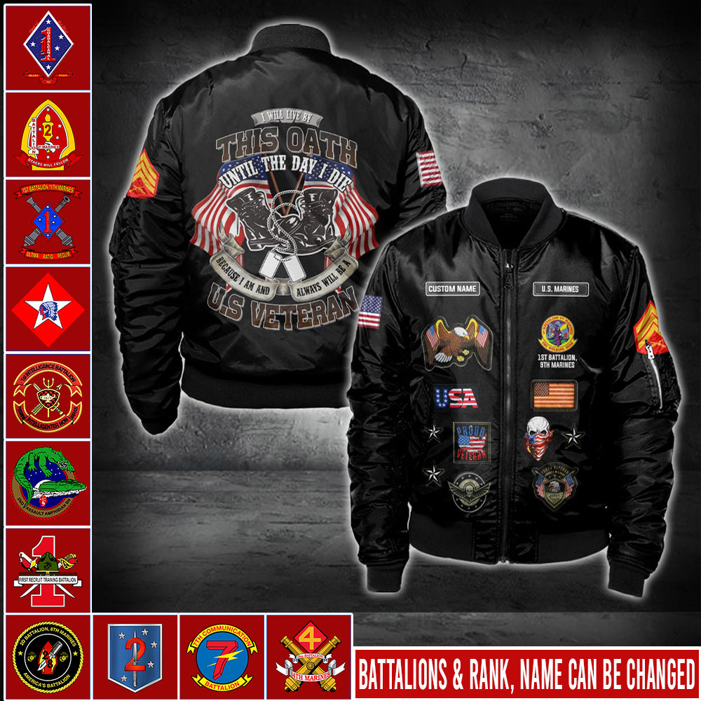 US Military – Marine Battalion All Over Print Bomber Jacket