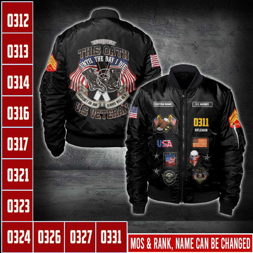 US Military – Marine MOS All Over Print Bomber Jacket