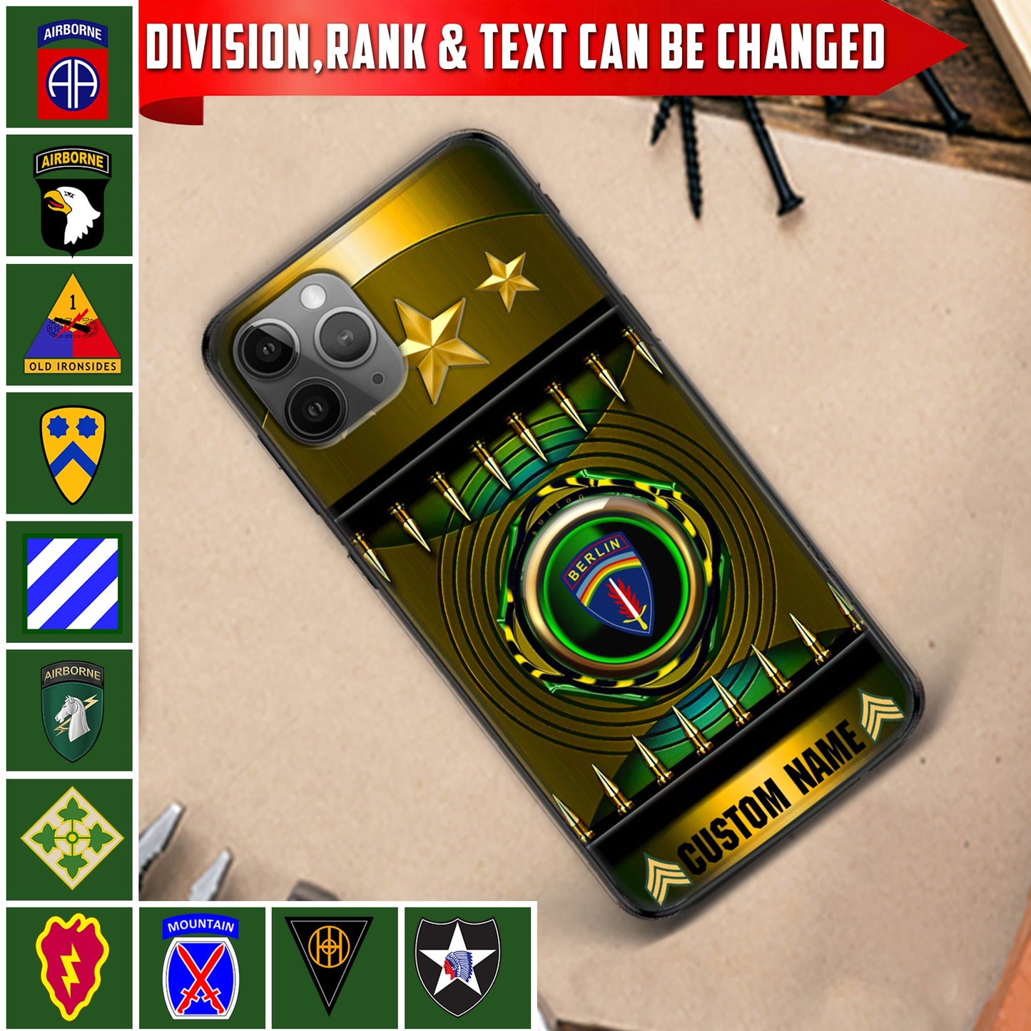 Étui de téléphone personnalisé de l'armée américaine - Division de l'armée imprimé