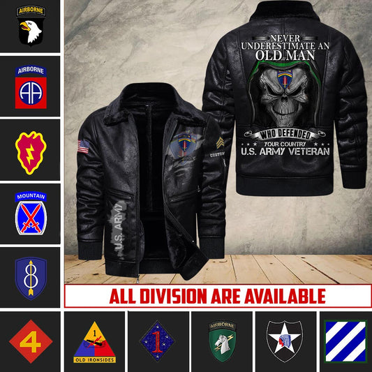 US Militär - Army Division - Lederjacke für Veteranen 