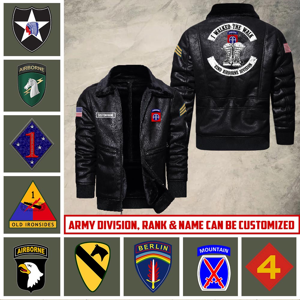 US Military - Army Division - Leather Jacket For Veterans