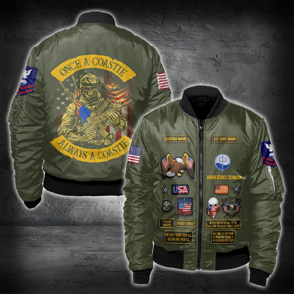 Bomberjacke mit Allover-Print des US-Militärs – Küstenwache