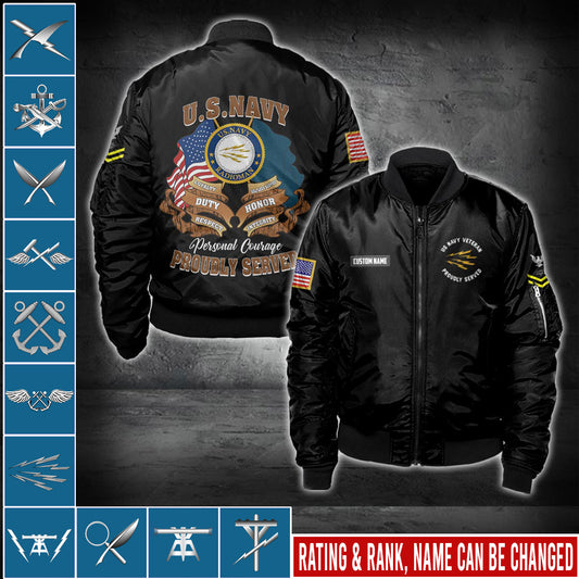 US Militär – Navy Rating Bomberjacke mit Allover-Print