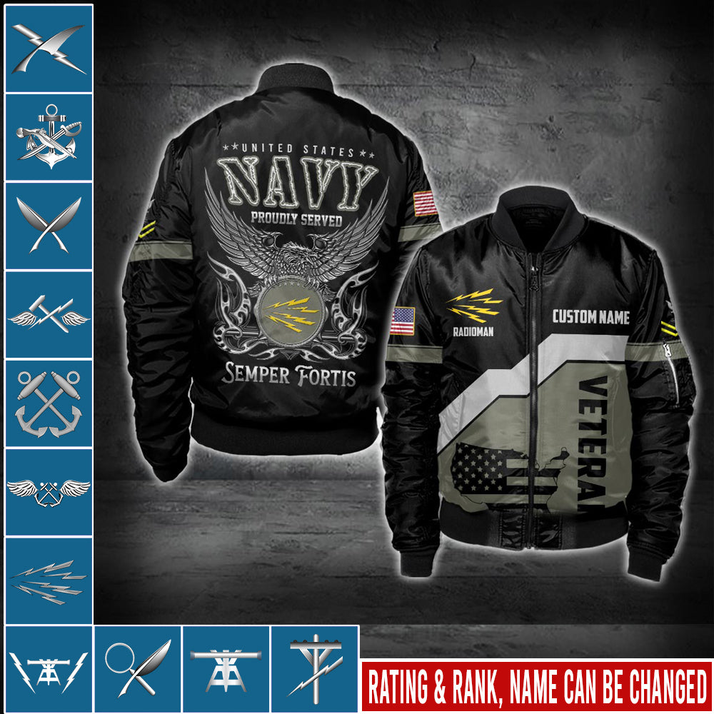 US Militär – Navy Rating Bomberjacke mit Allover-Print