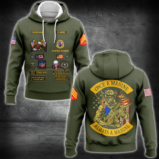 US Militär – Marine Battalion All Over Print Hoodie