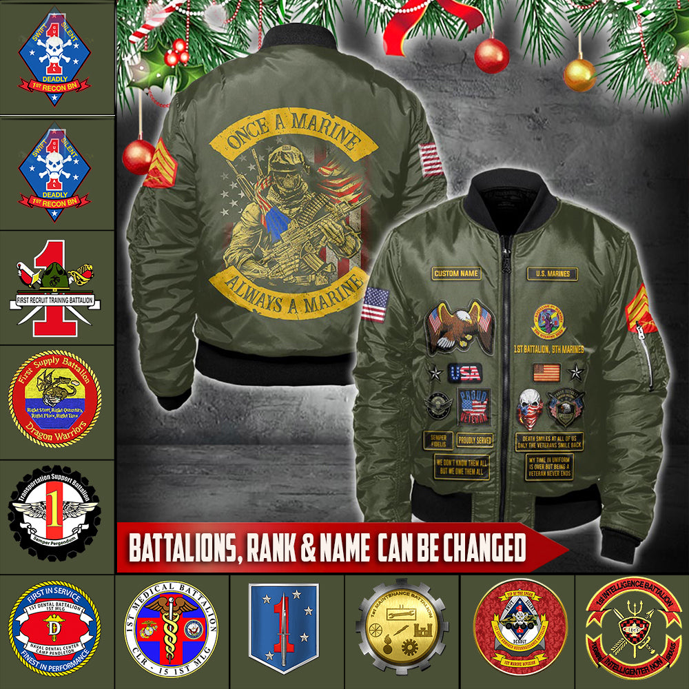 US Military – Marine Battalion All Over Print Bomber Jacket