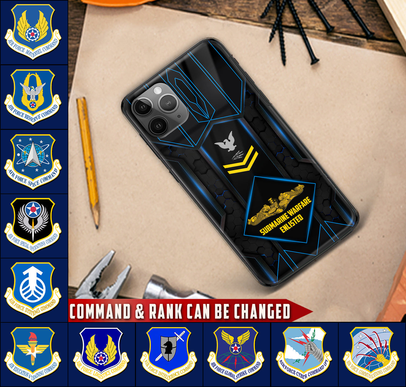 Personalized US Military - Air Force Command Phone Case Printed