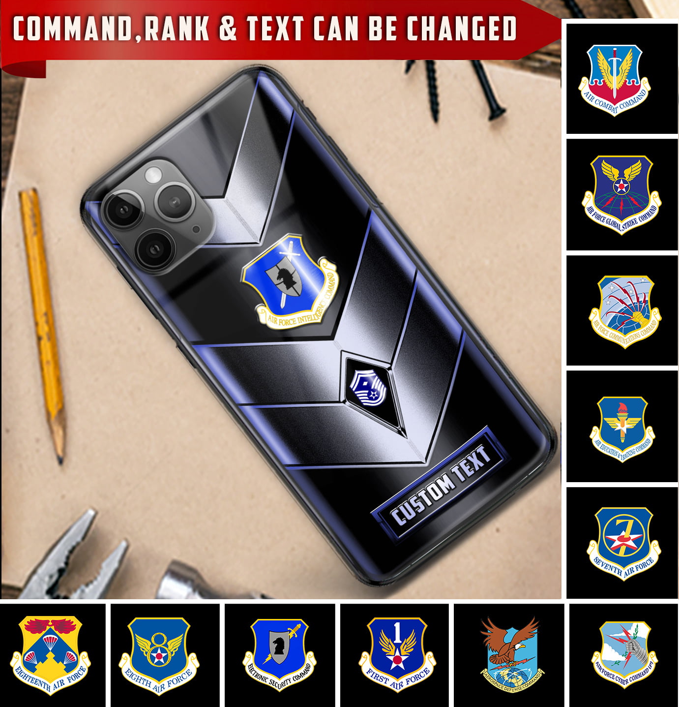 Personalized US Military - Air Force Command Phone Case Printed