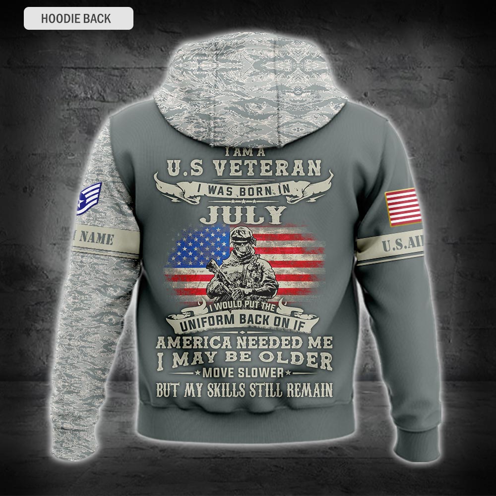 US Militär – Kapuzenpullover mit Air Force-Abzeichen und durchgehendem Print