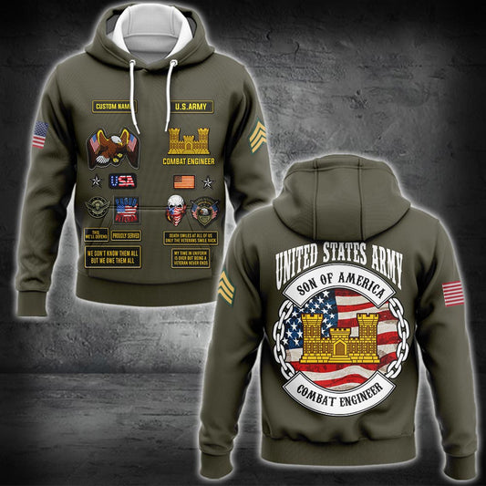 US Militär – Army Branch Kapuzenpullover mit durchgehendem Print