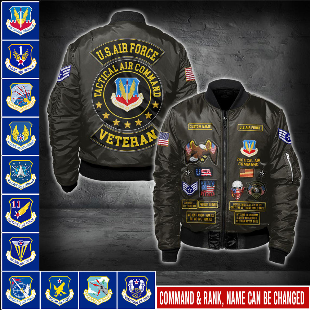 US Militär – Bomberjacke mit Air Force-Abzeichen und Allover-Print