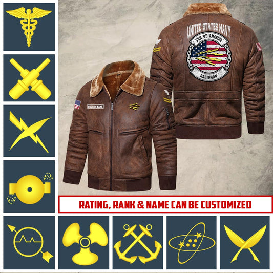 US Military - Navy Rating - Leather Jacket For Veterans