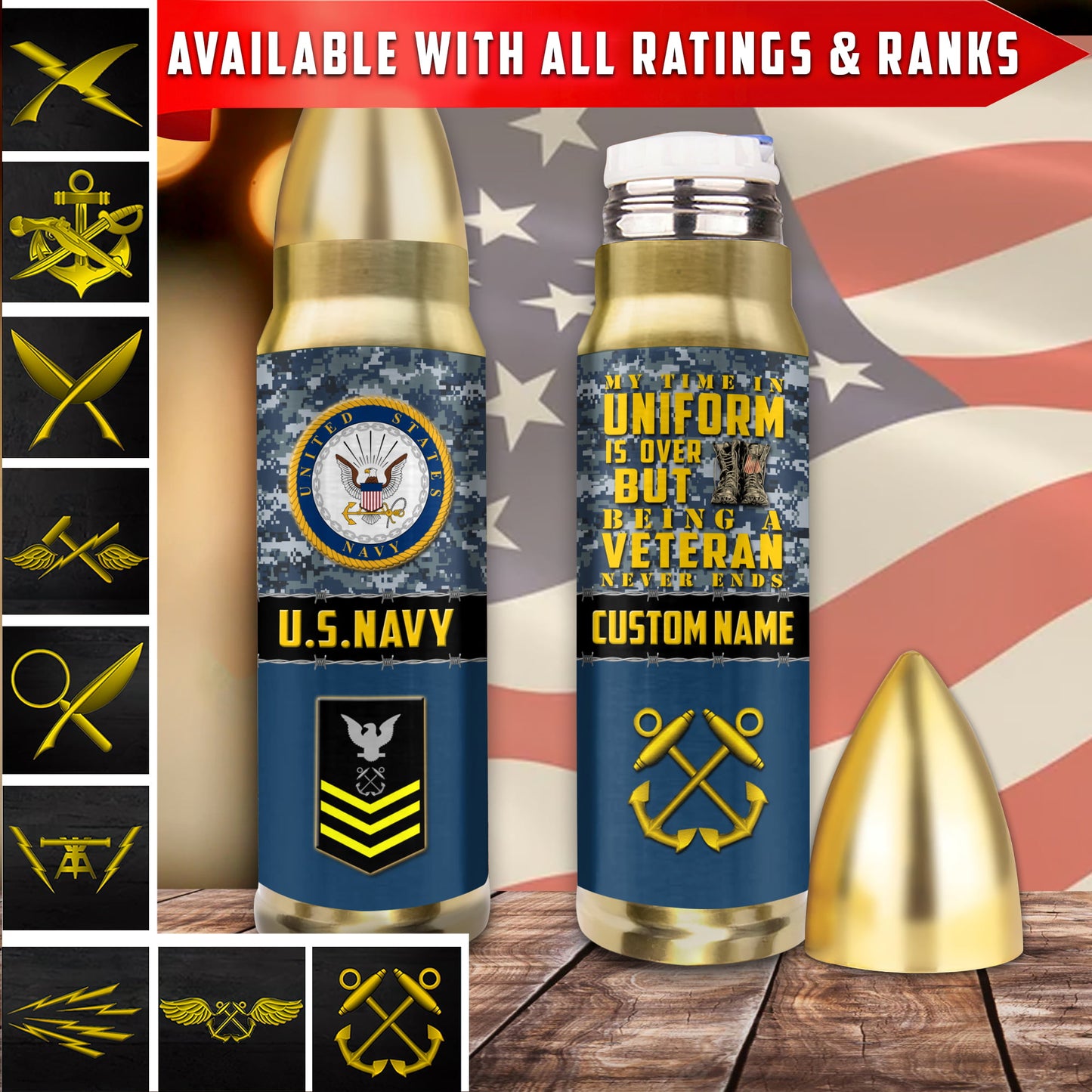 US Military – Navy Rating – Bullet Tumbler