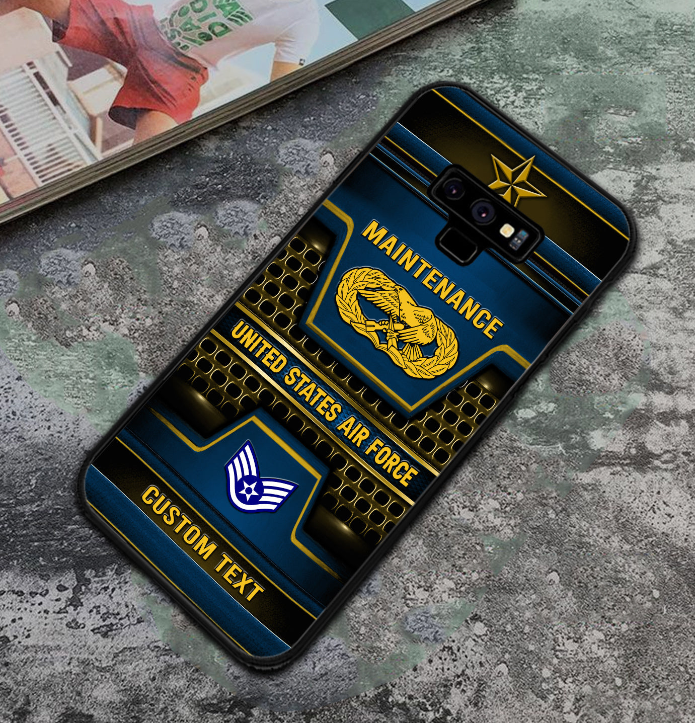 Étui de téléphone personnalisé avec badge de l'armée de l'air américaine imprimé