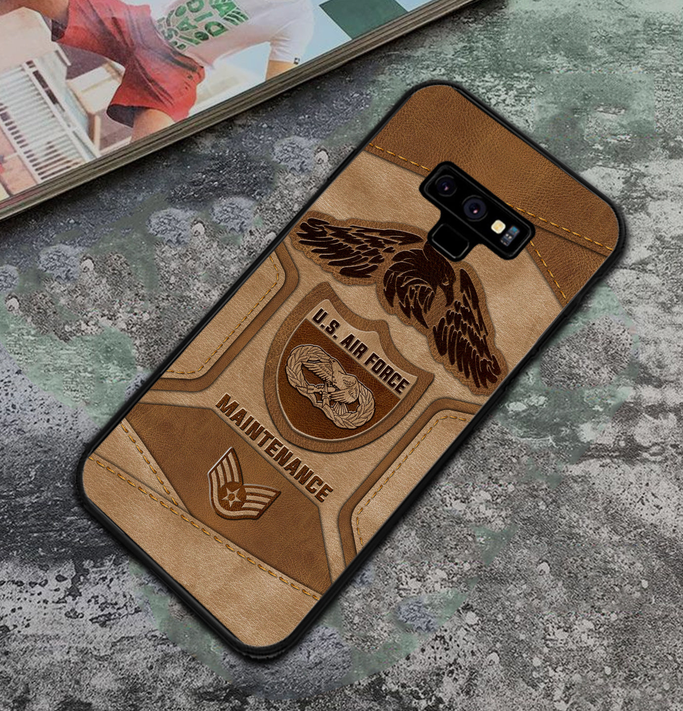 Étui de téléphone personnalisé avec badge de l'armée de l'air américaine imprimé