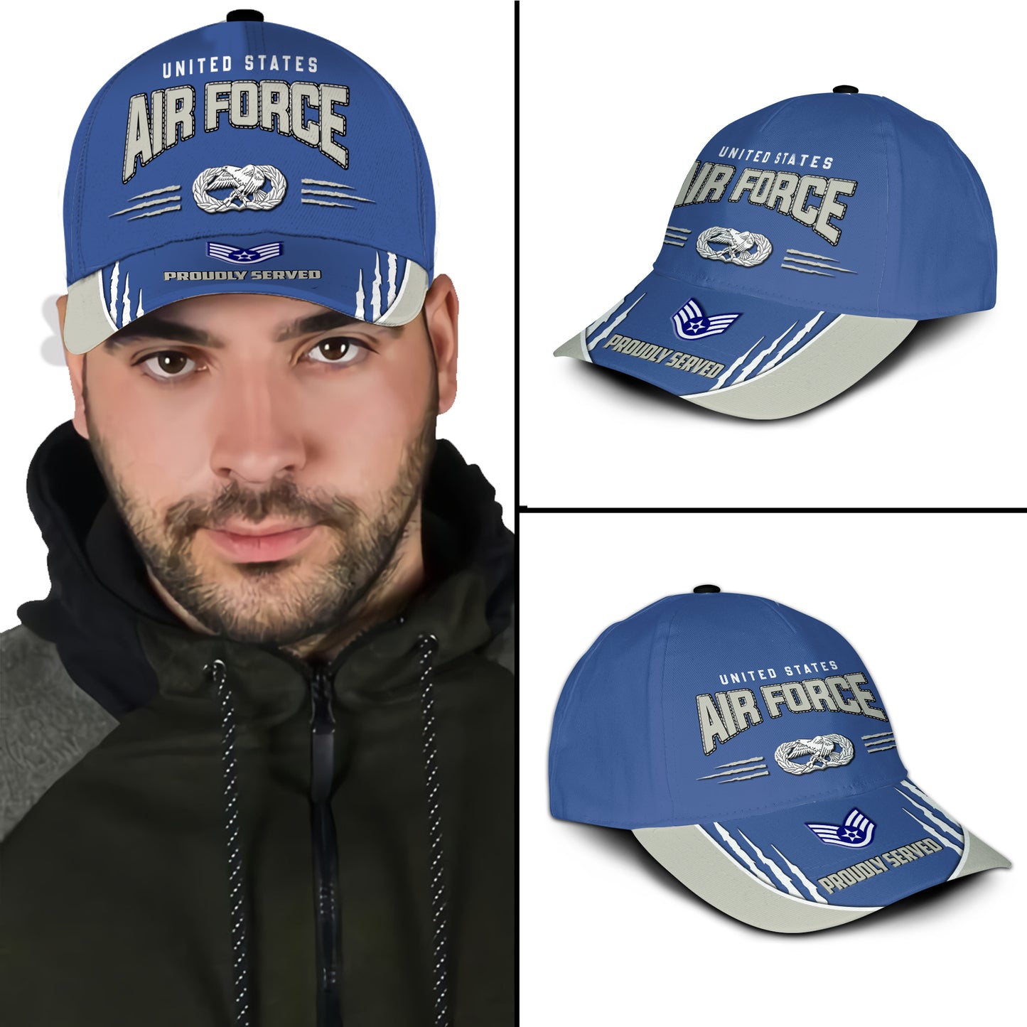 Casquette avec imprimé intégral de l'armée américaine et badge de l'armée de l'air