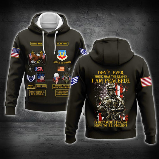 US Militär – Air Force Command Kapuzenpullover mit durchgehendem Print