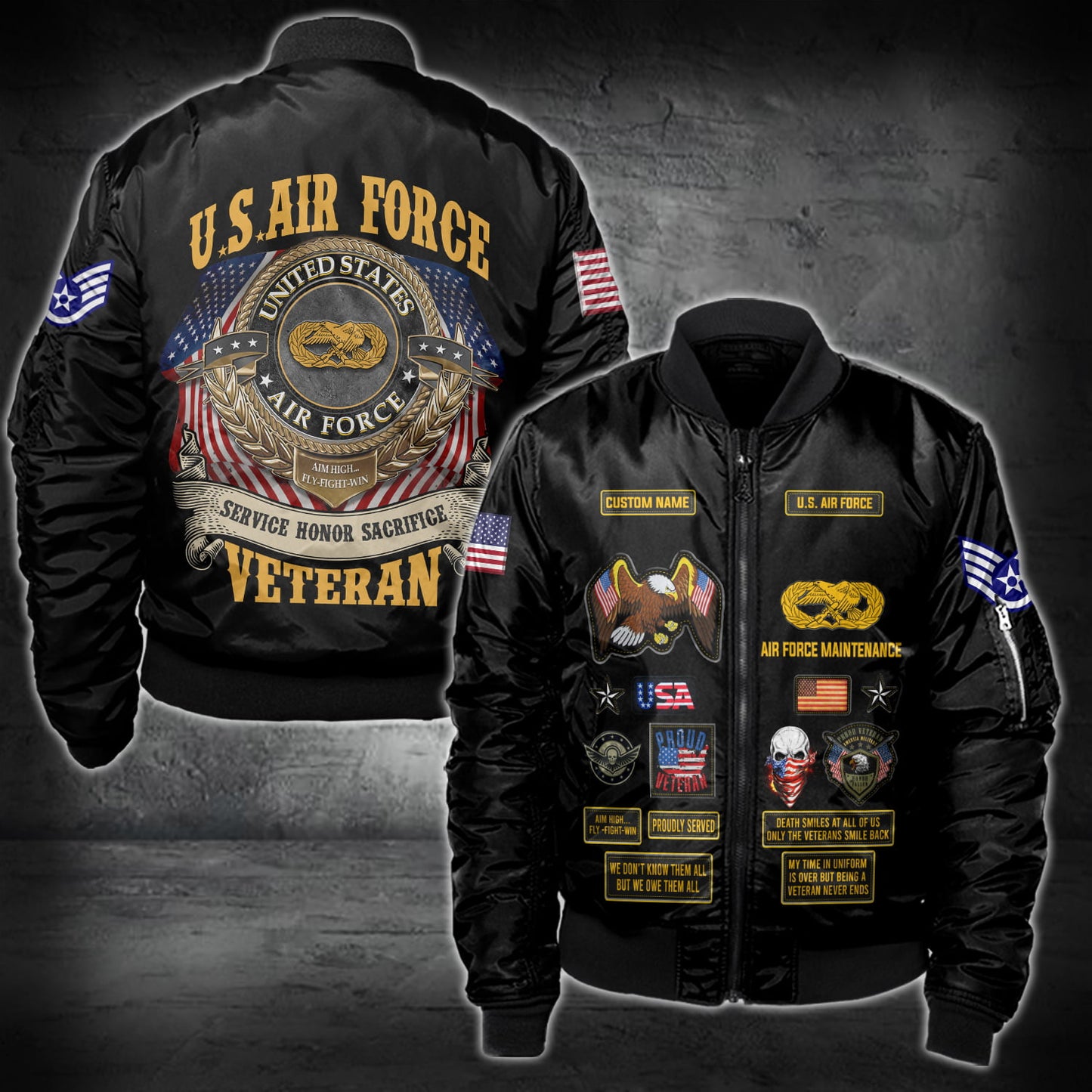 US Military – Air Force Badge All Over Print Bomber Jacket