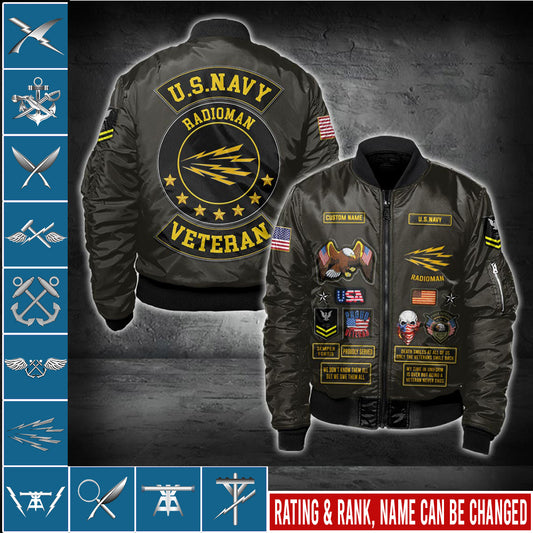 US Military – Navy Badge All Over Print Bomber Jacket