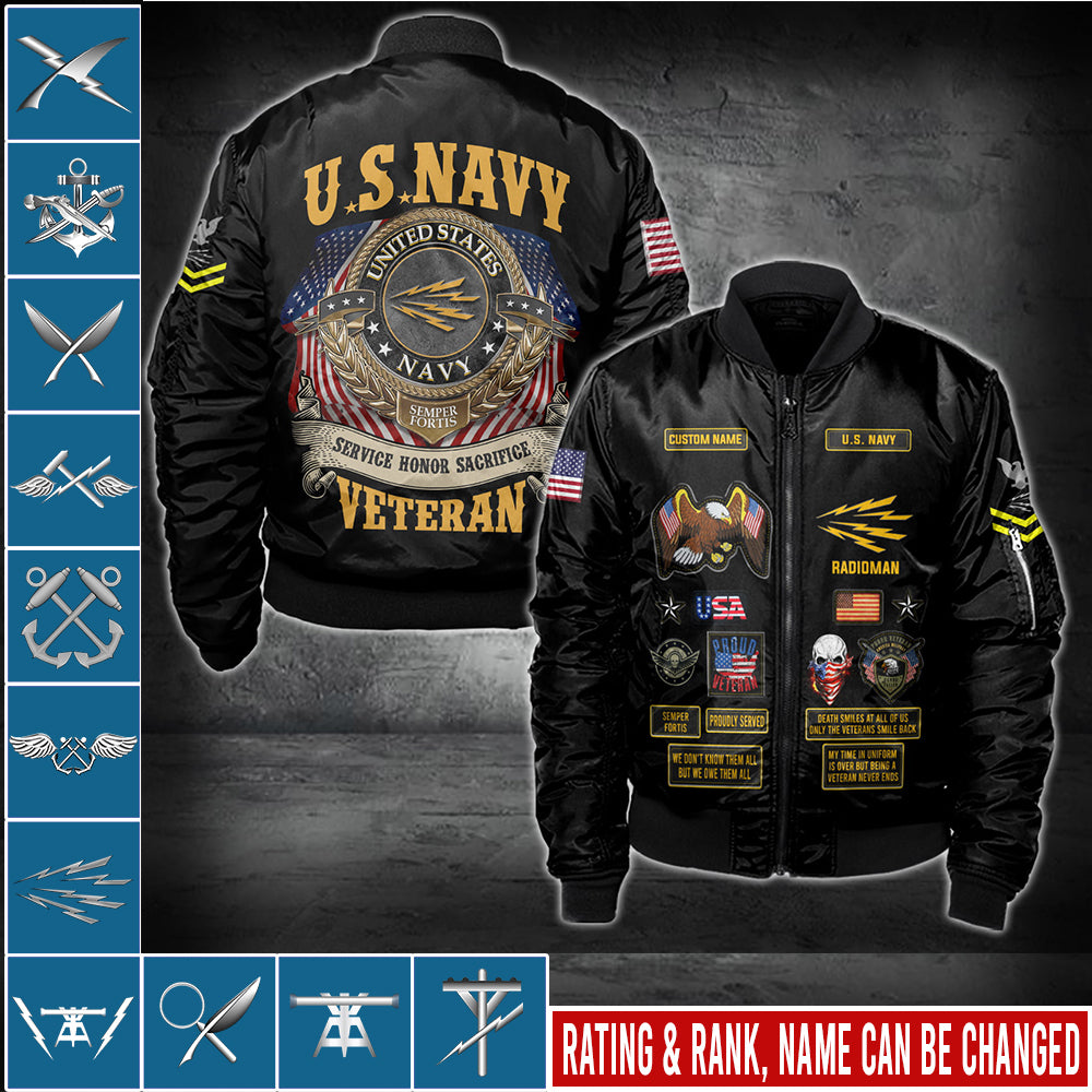 US Military – Navy Rating All Over Print Bomber Jacket